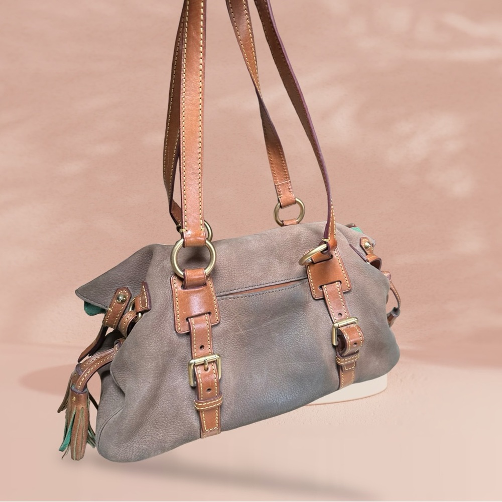 Dooney & Bourke brown suede leather satchel purse (S32) - Picture 7 of 12